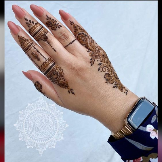 Flower Mehndi Designs for Fingers 6