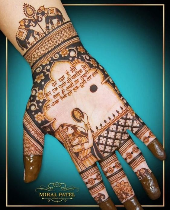Simple Mehndi designs for kurwa chouth 4