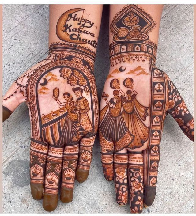 Simple Mehndi designs for kurwa chouth 5
