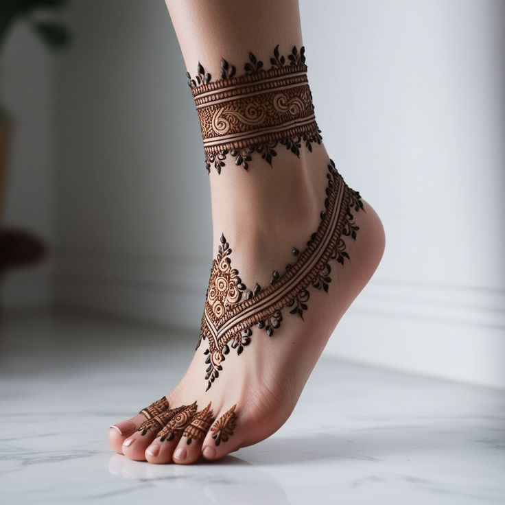Bridal Mehndi Design For Legs 1