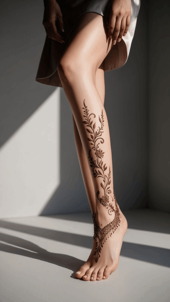 Bridal Mehndi Design For Legs 2